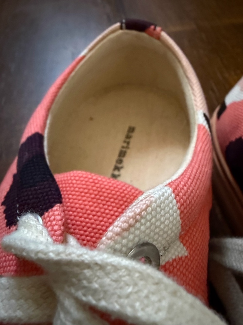 Marimekko Coral Pink and White Floral Canvas Sneakers Size 37 - Picture 6 of 12